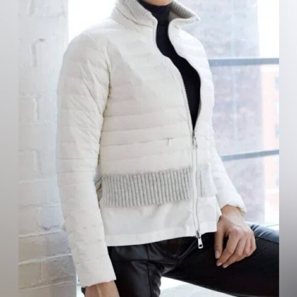BRAND NEW Sosken Designer White Down Puffer Longline Fur Trim Jacket Coat XL XXL - Picture 4 of 14
